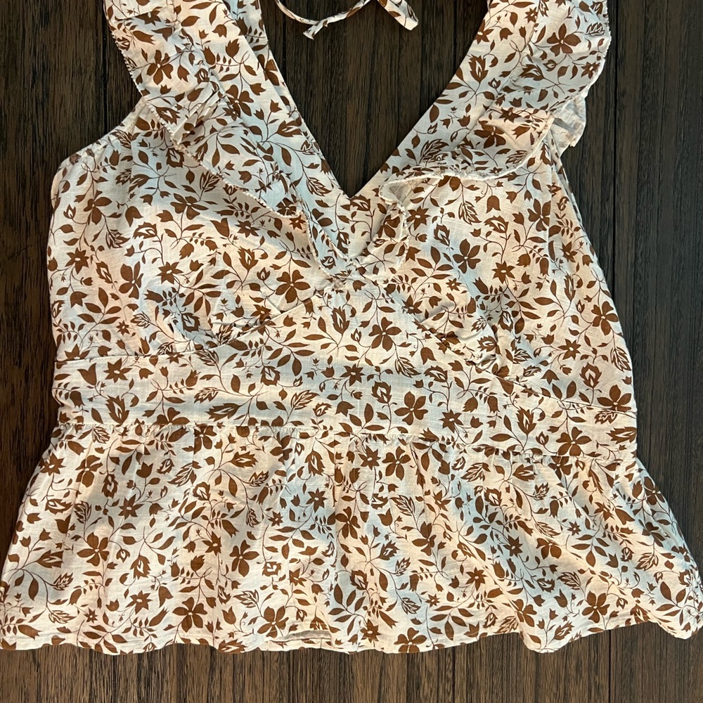 Old Navy‎ Brown and Cream Floral Blouse